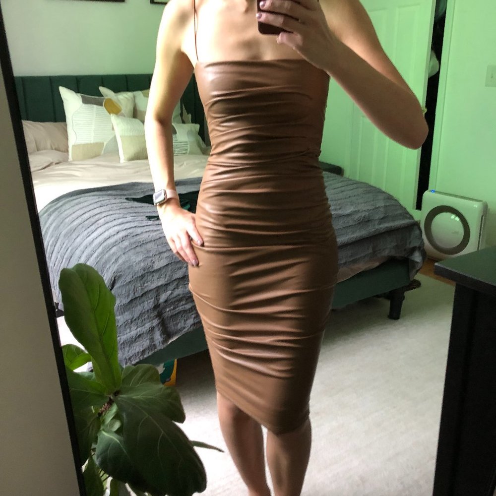 Brown Faux leather dress
